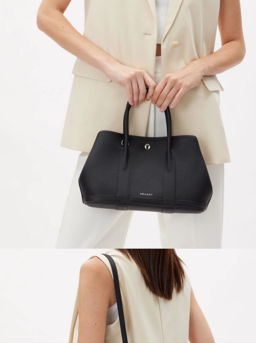 Black Structured Leather Tote Bag